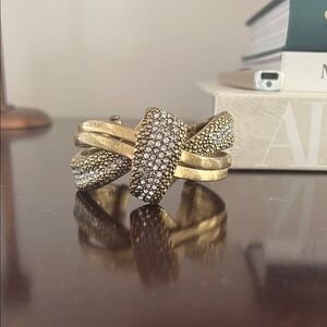 Anthropologie Antique Gold and With Silver and Gold Stones Bracelet